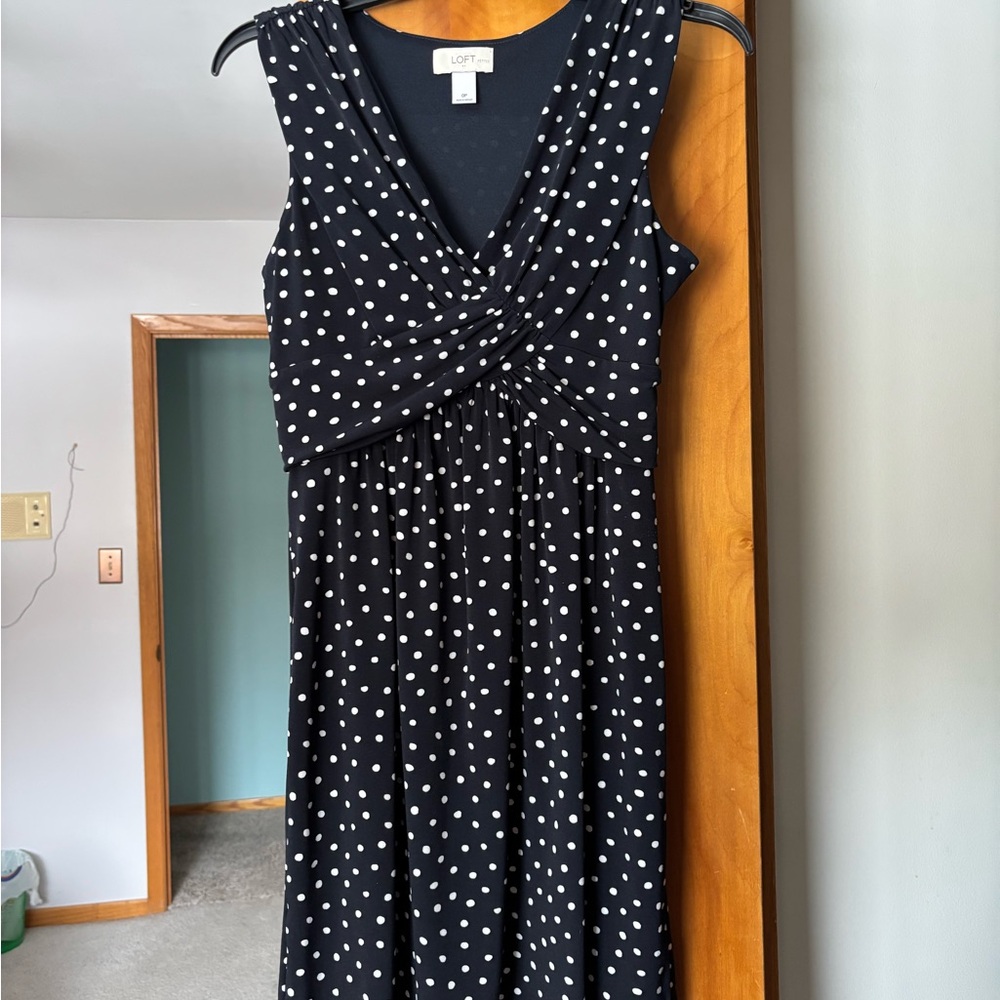 LOFT Black Polka Dot Dress